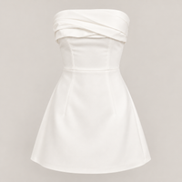 White Strapless Foldover Bust Mini Dress – Lined Bridal Shower & Bachelorette Dress