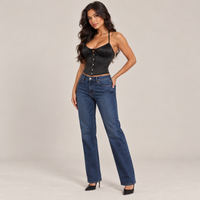 Black Satin Halter Corset Top with Lace-Up Back – view 2